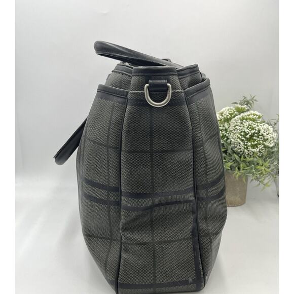 COACH F71072 Gray Black Tattersall Metropolitan Tote Messenger Briefcase Bag - Picture 4 of 14